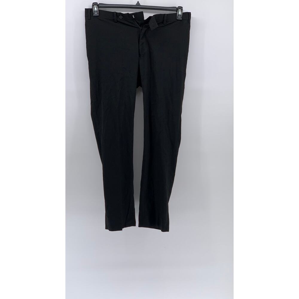 CALVIN KLEIN Men's Black Solid Slim-Leg Regular-Fit Flat Front Pants SZ 36X30
